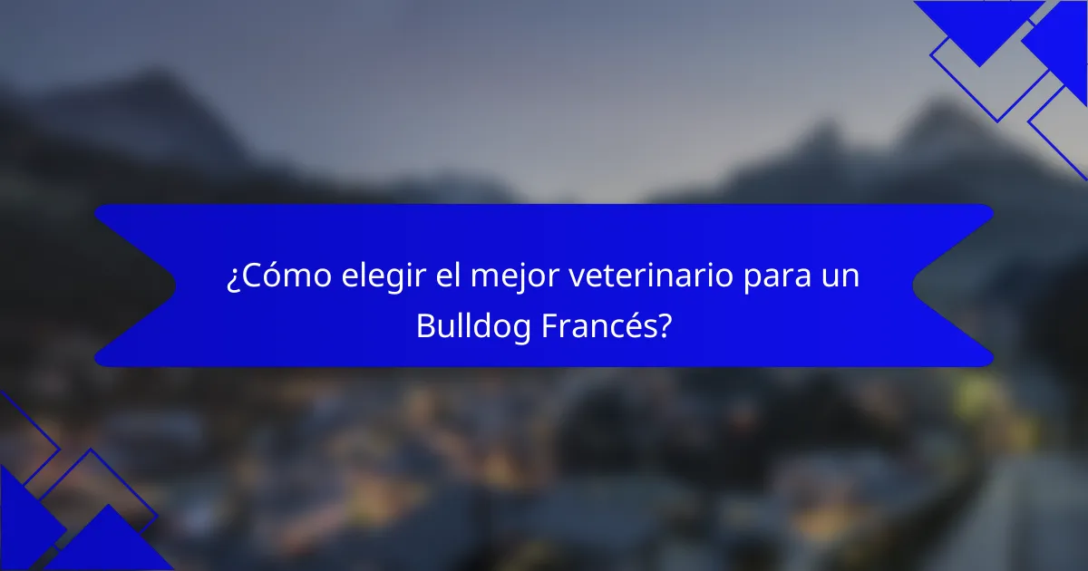 ¿Cómo elegir el mejor veterinario para un Bulldog Francés?