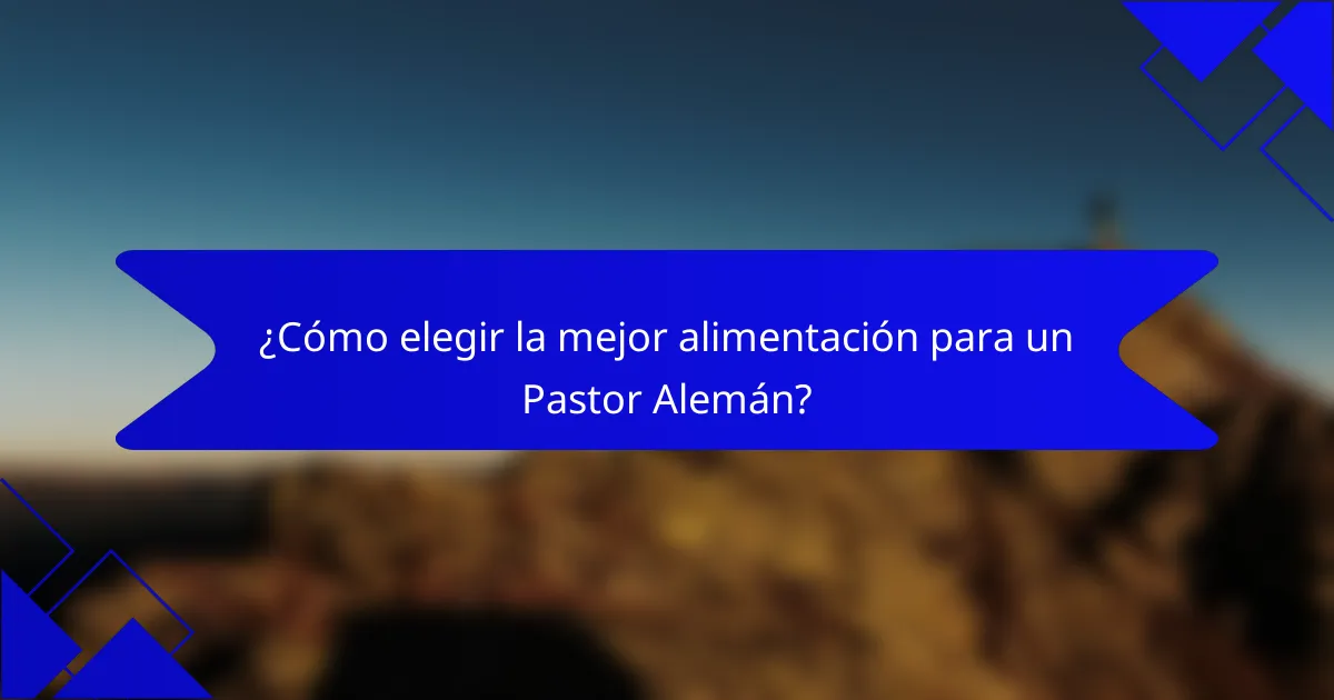 ¿Cómo elegir la mejor alimentación para un Pastor Alemán?