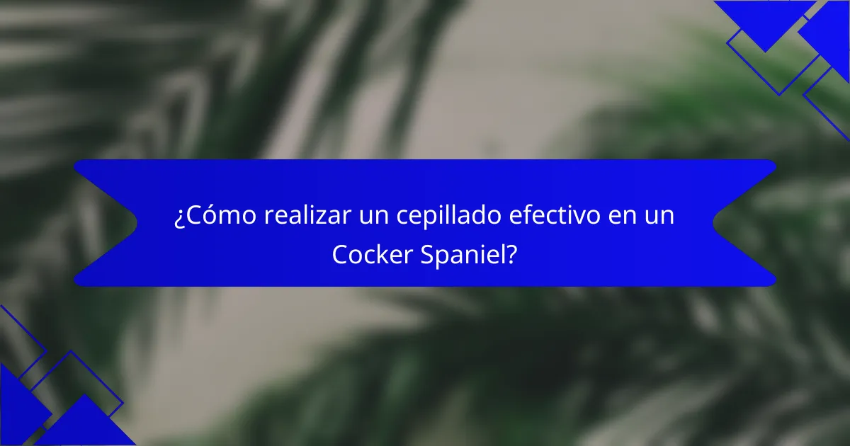 ¿Cómo realizar un cepillado efectivo en un Cocker Spaniel?