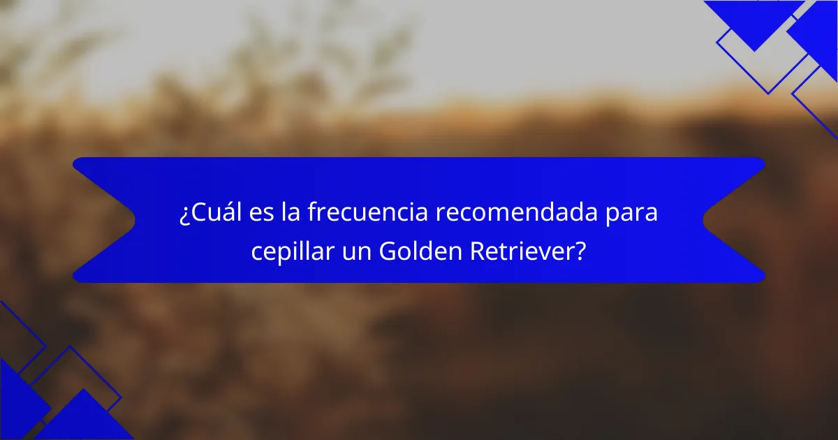 ¿Cuál es la frecuencia recomendada para cepillar un Golden Retriever?