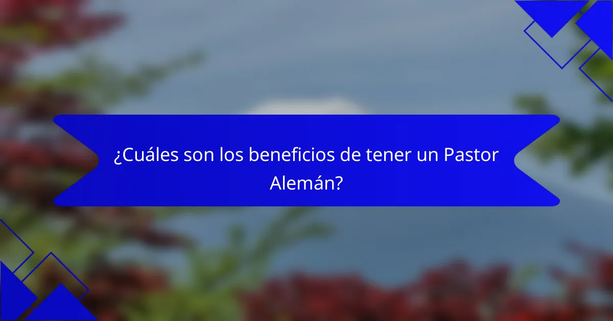 ¿Cuáles son los beneficios de tener un Pastor Alemán?
