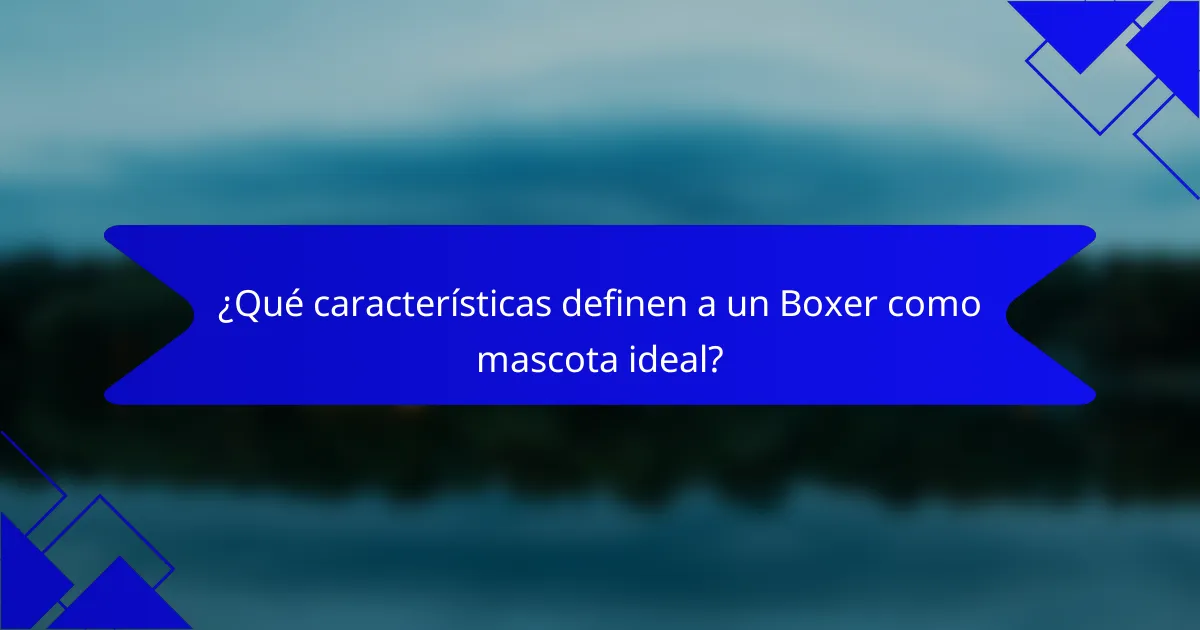 ¿Qué características definen a un Boxer como mascota ideal?